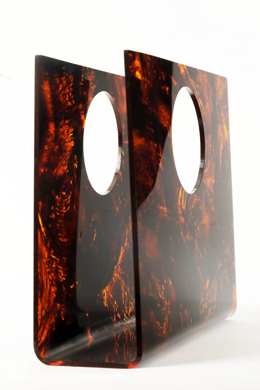 1970s tortoiseshell effect lucite magazine rack