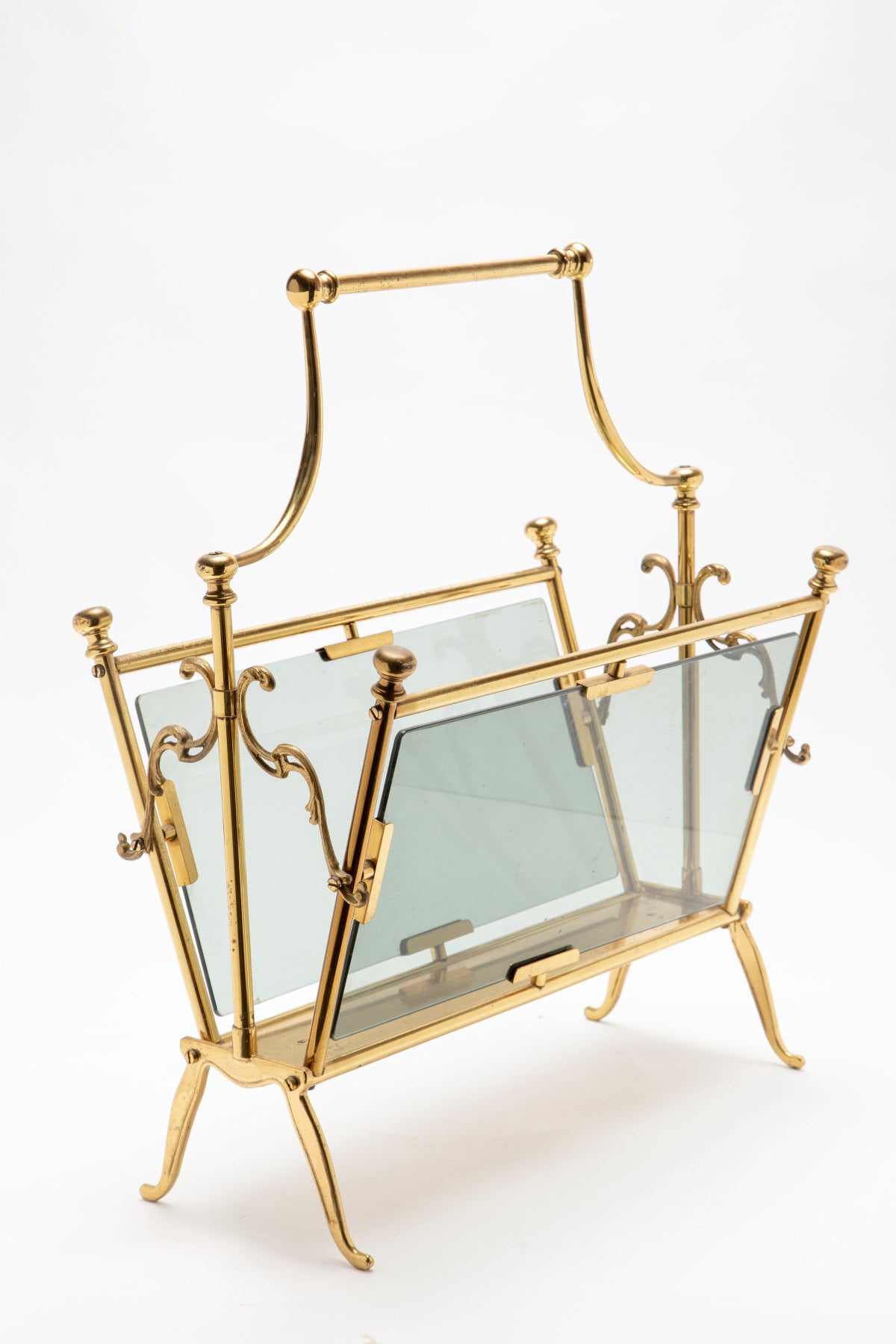 Brass magazine rack from the 50s