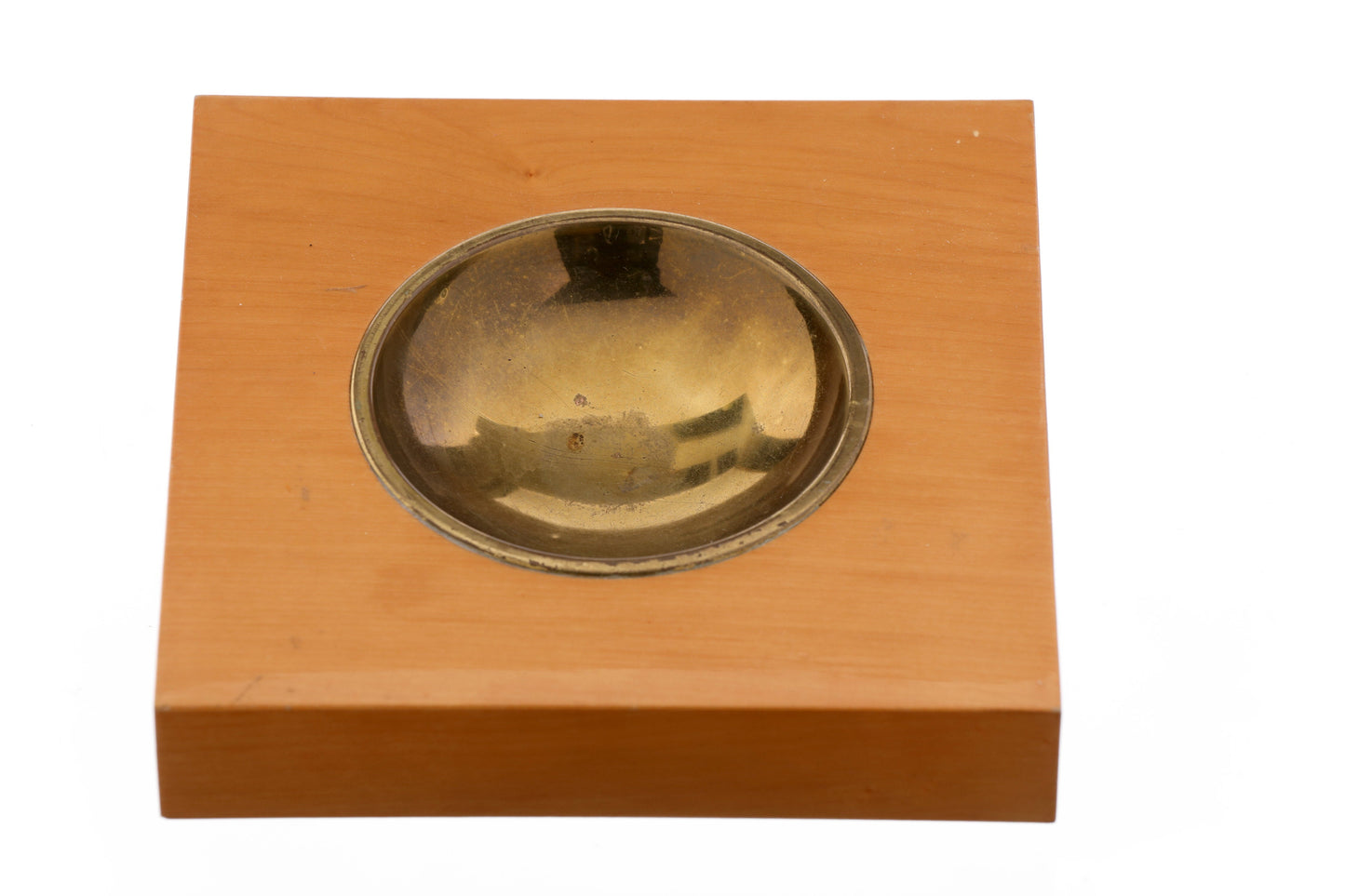 70s ashtray in maple and brass