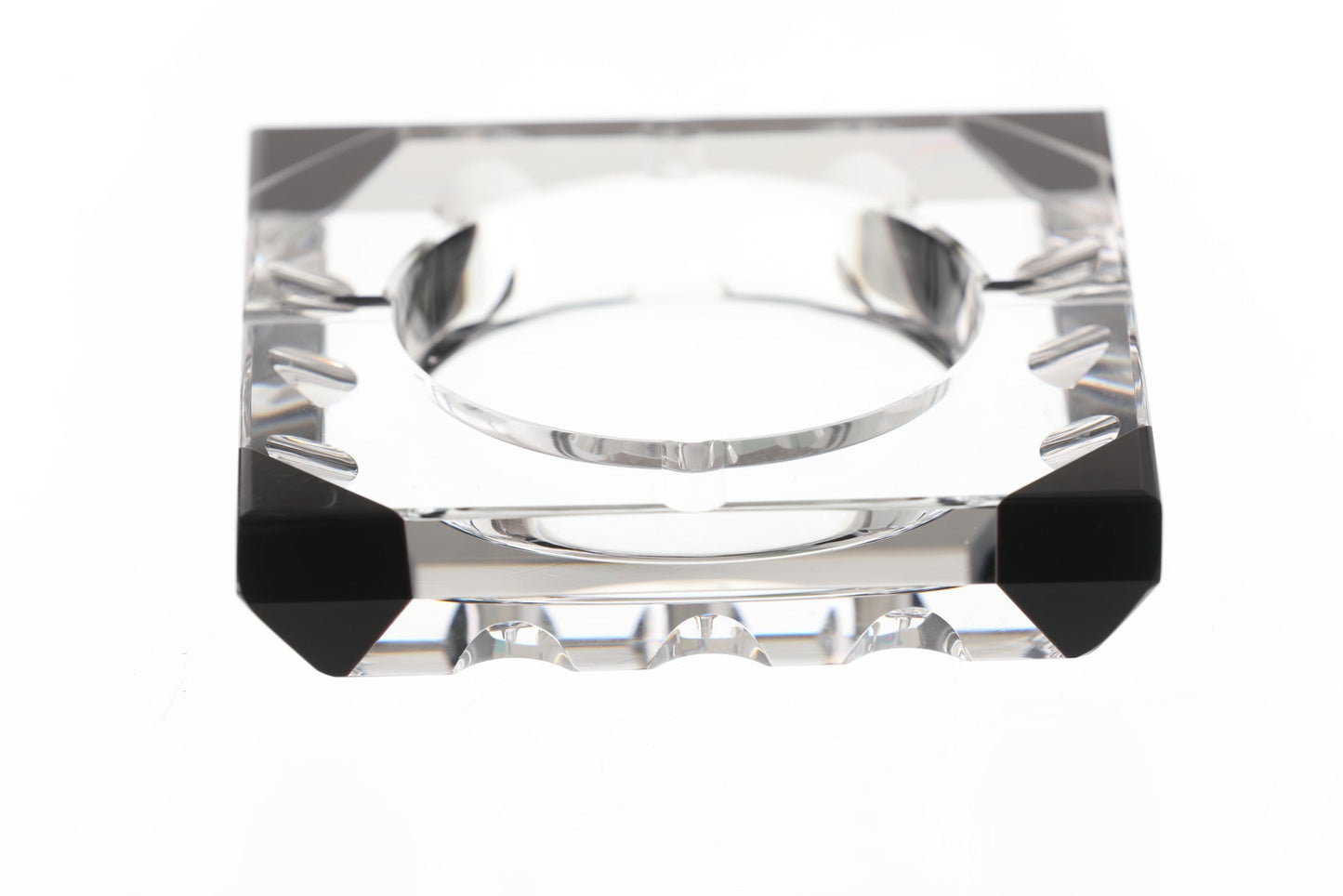 Crystal ashtray with black corners from the 70s