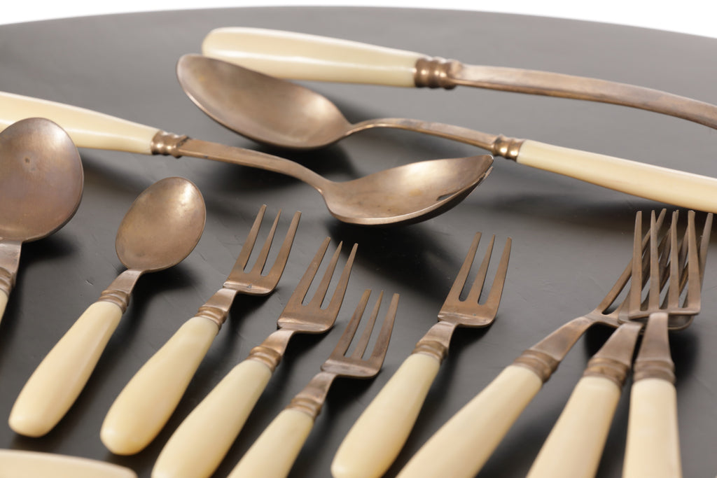 Posate anni 70 ottone e bachelite avorio