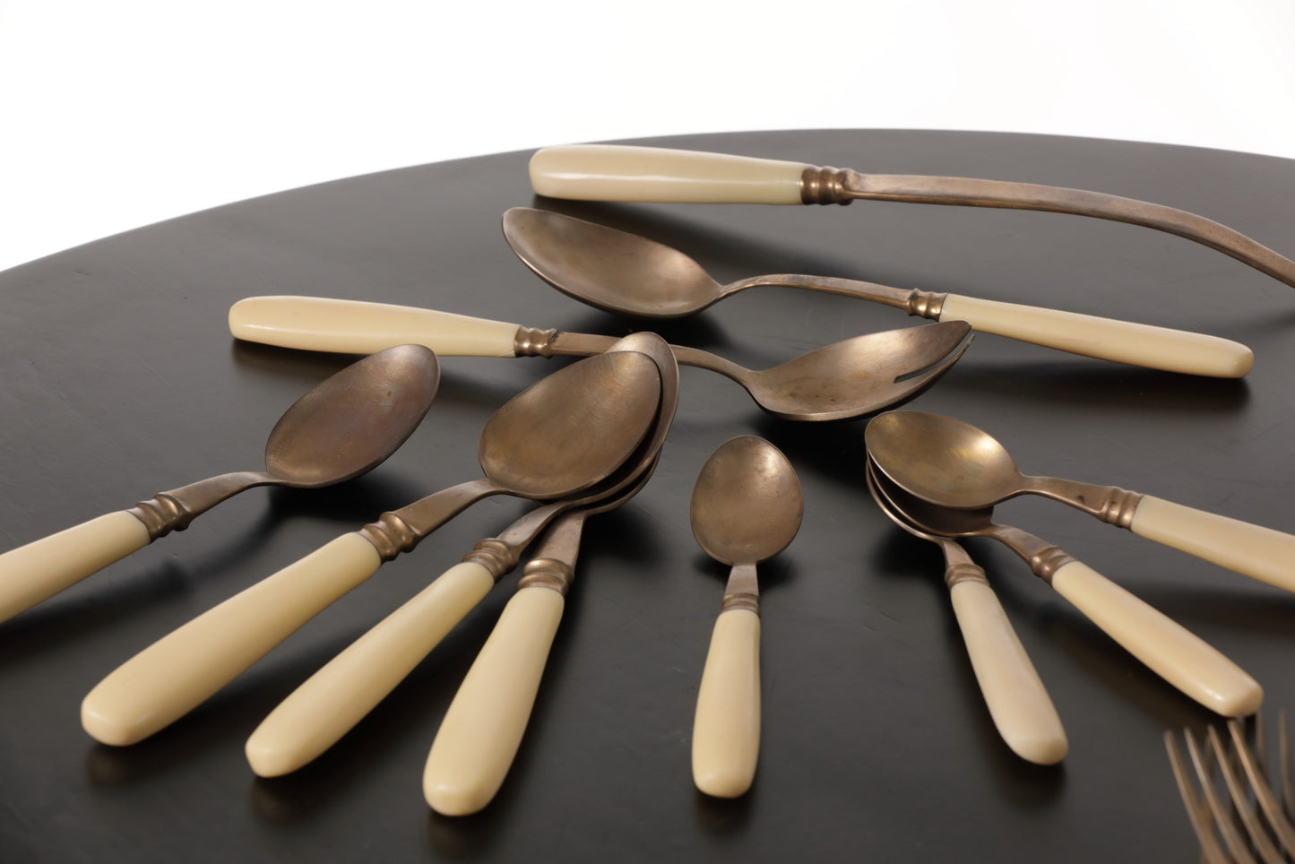 1970s brass and ivory bakelite cutlery