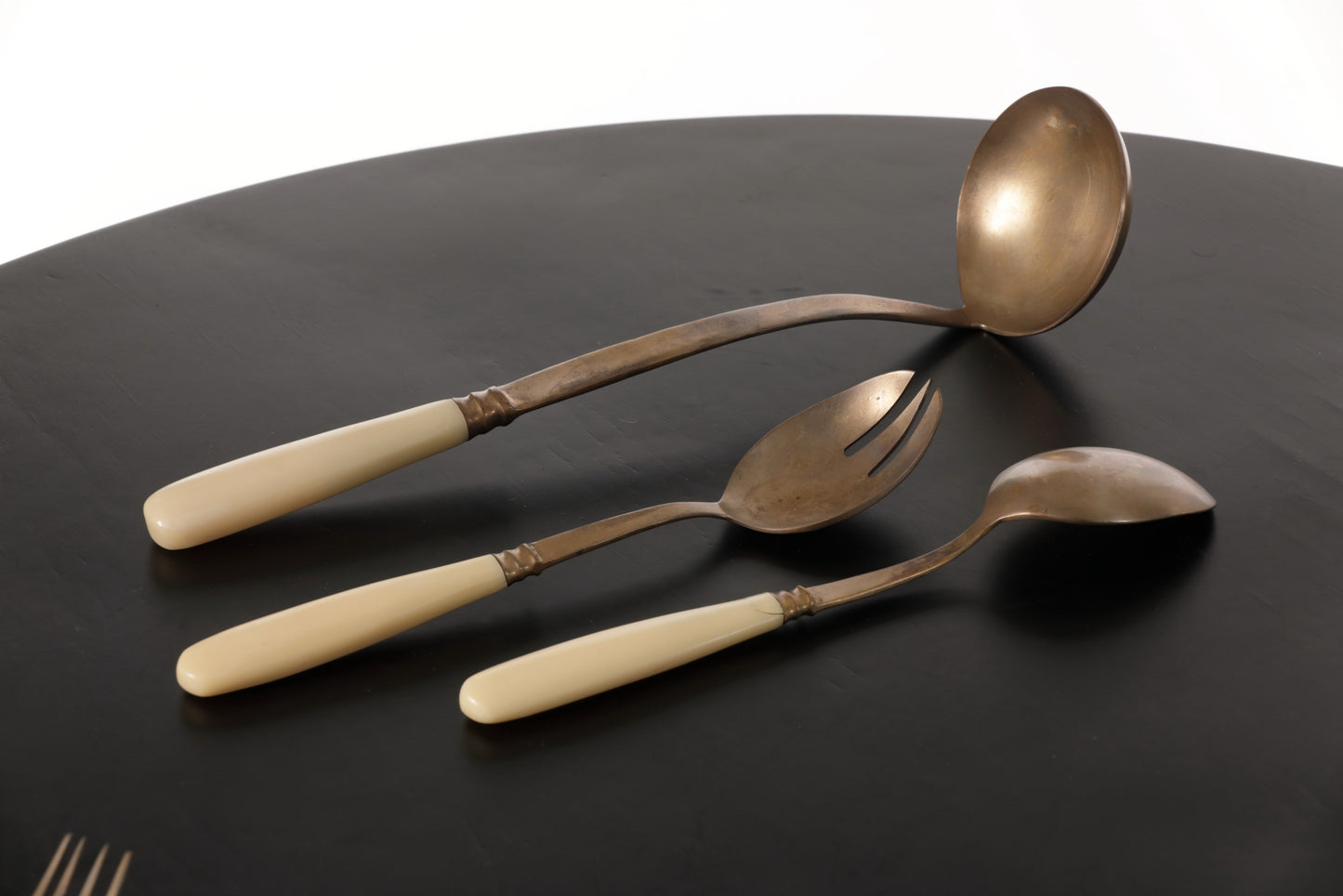 1970s brass and ivory bakelite cutlery