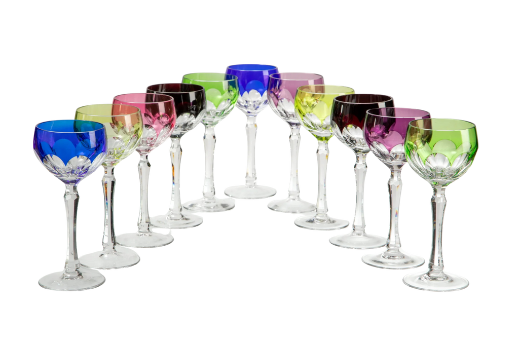 12 colored Bohemia crystal glasses