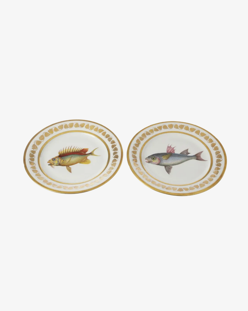 Pair of 19th-century Sèvres porcelain plates with fish motifs