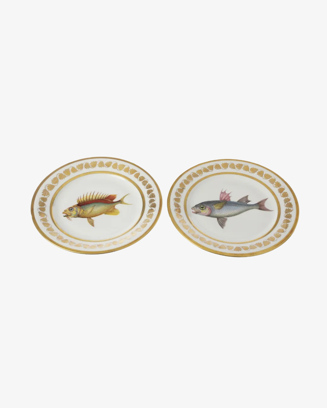 Pair of 19th-century Sèvres porcelain plates with fish motifs