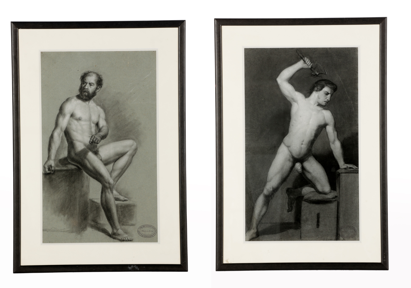 Pair of male nude paintings by Pierre Cornelis Morissens