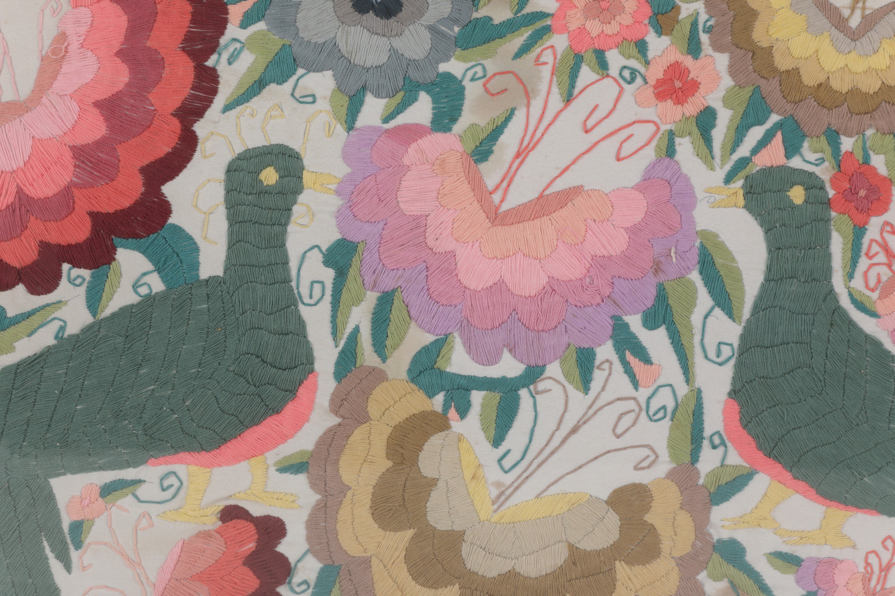 Hand embroidered fabric painting from the 60s