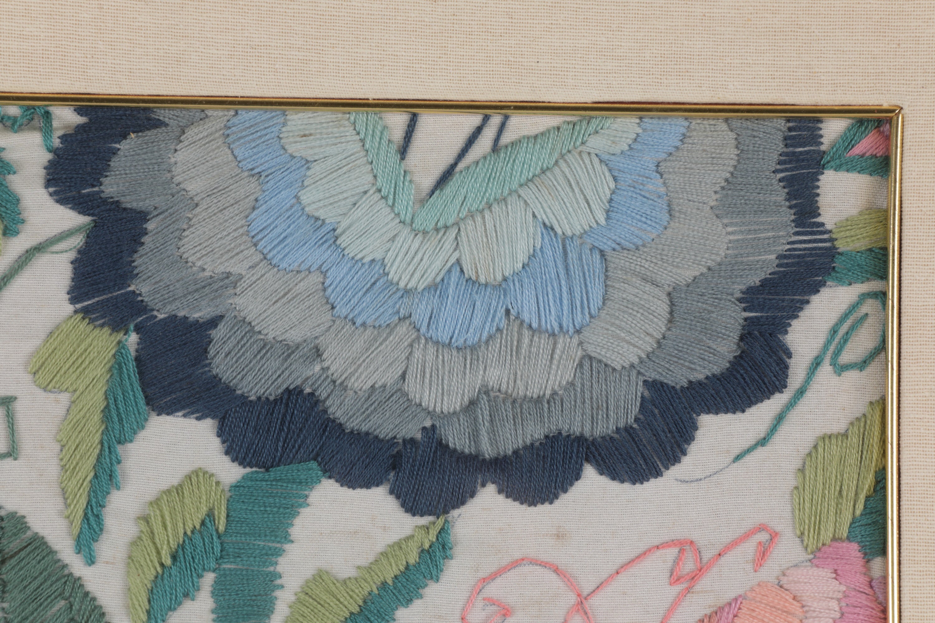 Hand embroidered fabric painting from the 60s