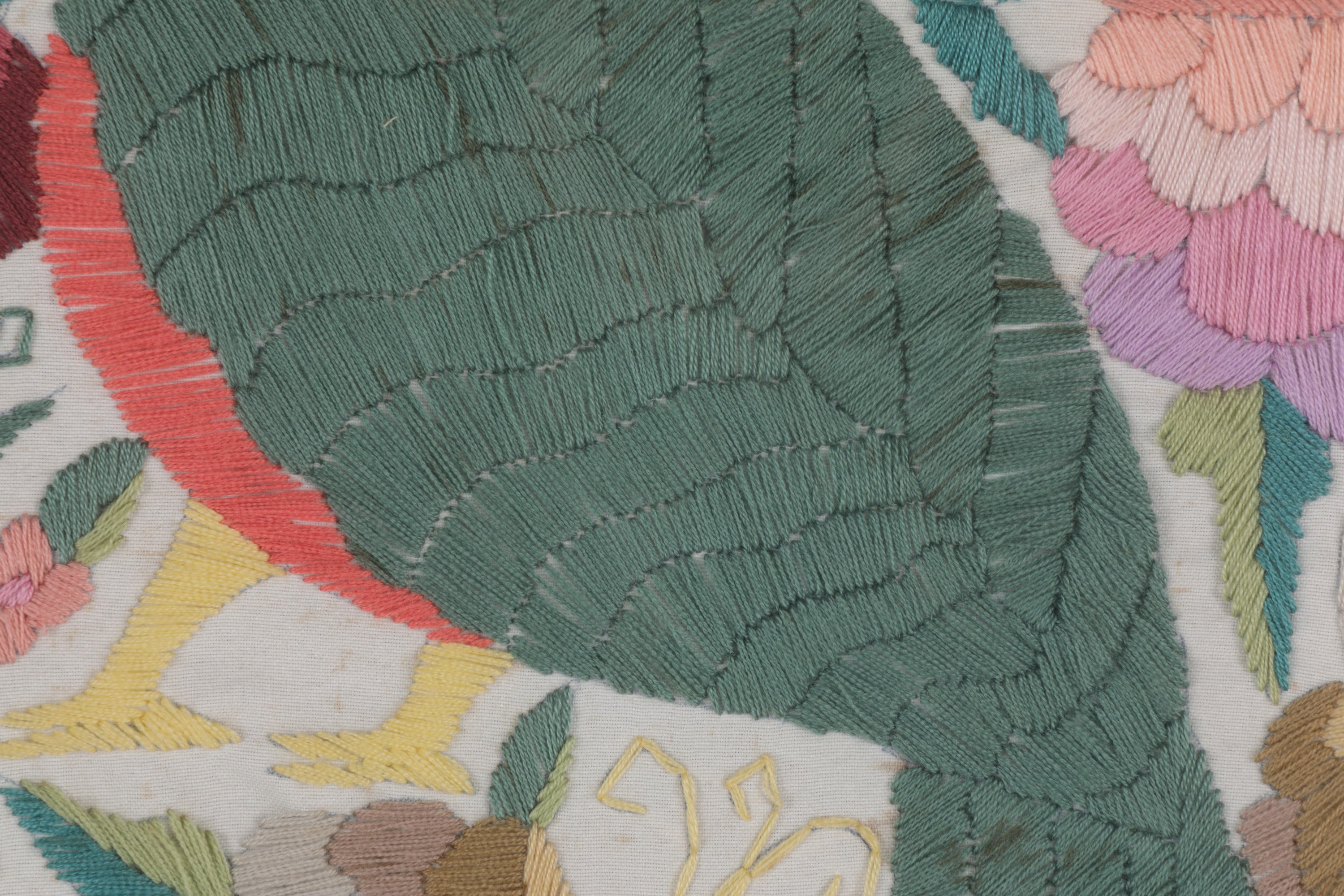 Hand embroidered fabric painting from the 60s