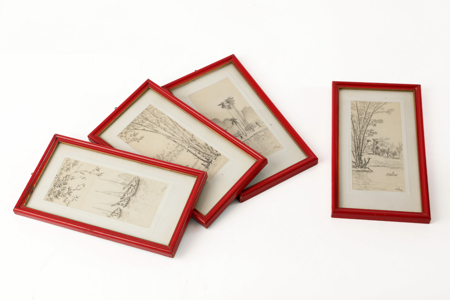 Quattro piccoli quadri china su seta anni 70