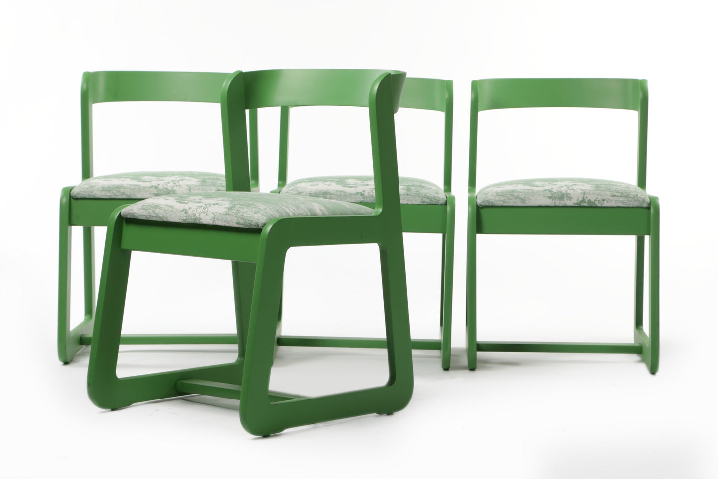 Four Willy Rizzo chairs in Rubelli fabric