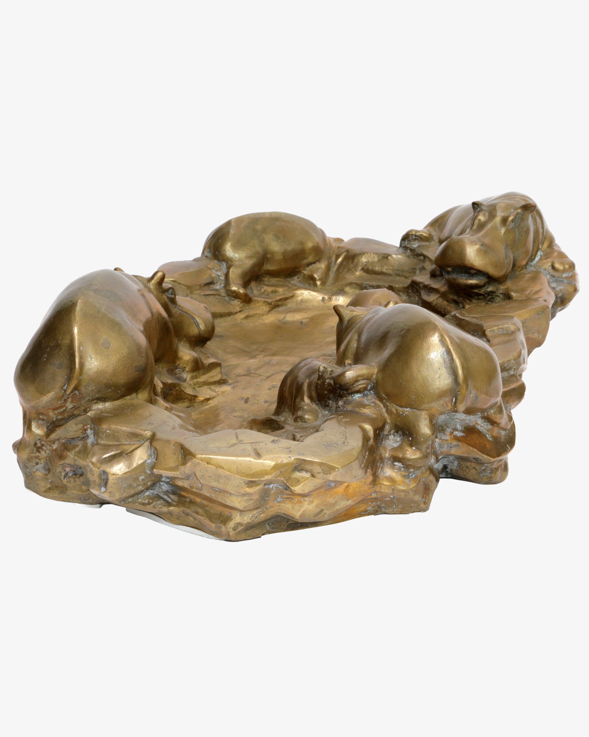Rare Gabriella Crespi hippopotamus bathtub model centerpiece, circa 1973