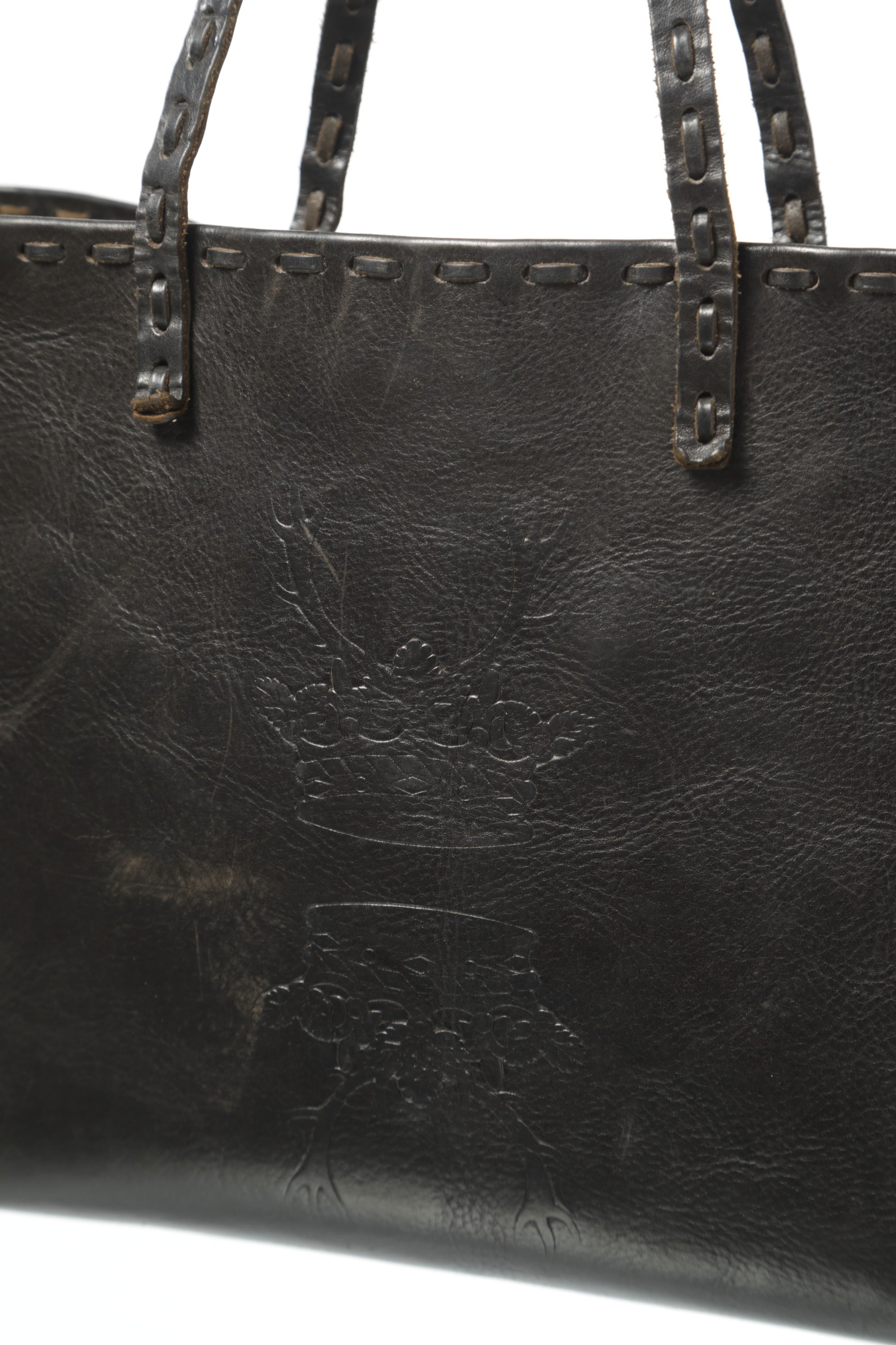 Fendi rollbag bag with leather loop in the bag and on the handle, 90s deer relief