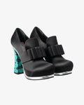 Scarpe Miu Miu in raso nero a mocassino