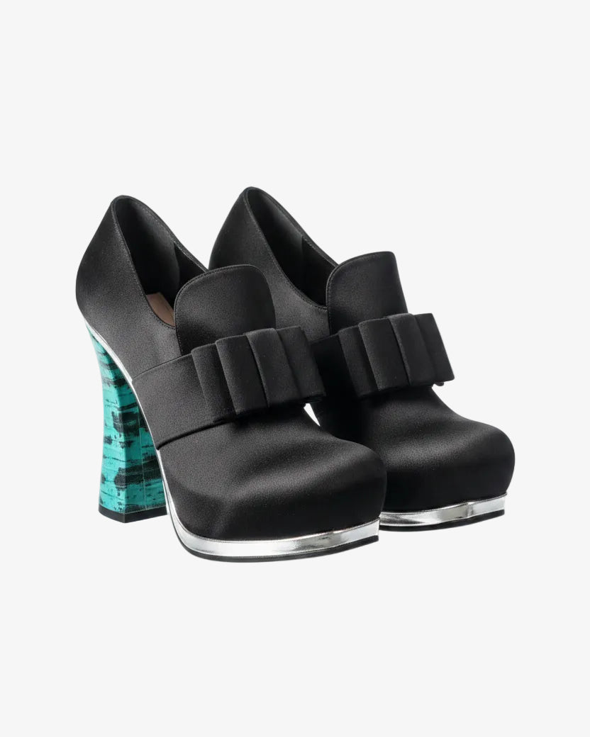 Miu Miu black satin moccasin shoes