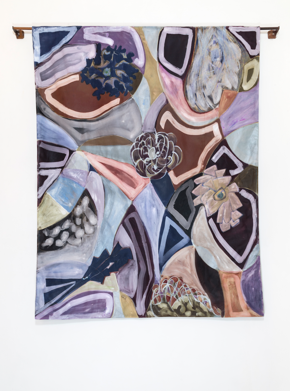Tapestry painted on organza Floral Geometries, Luisa Longo 2016