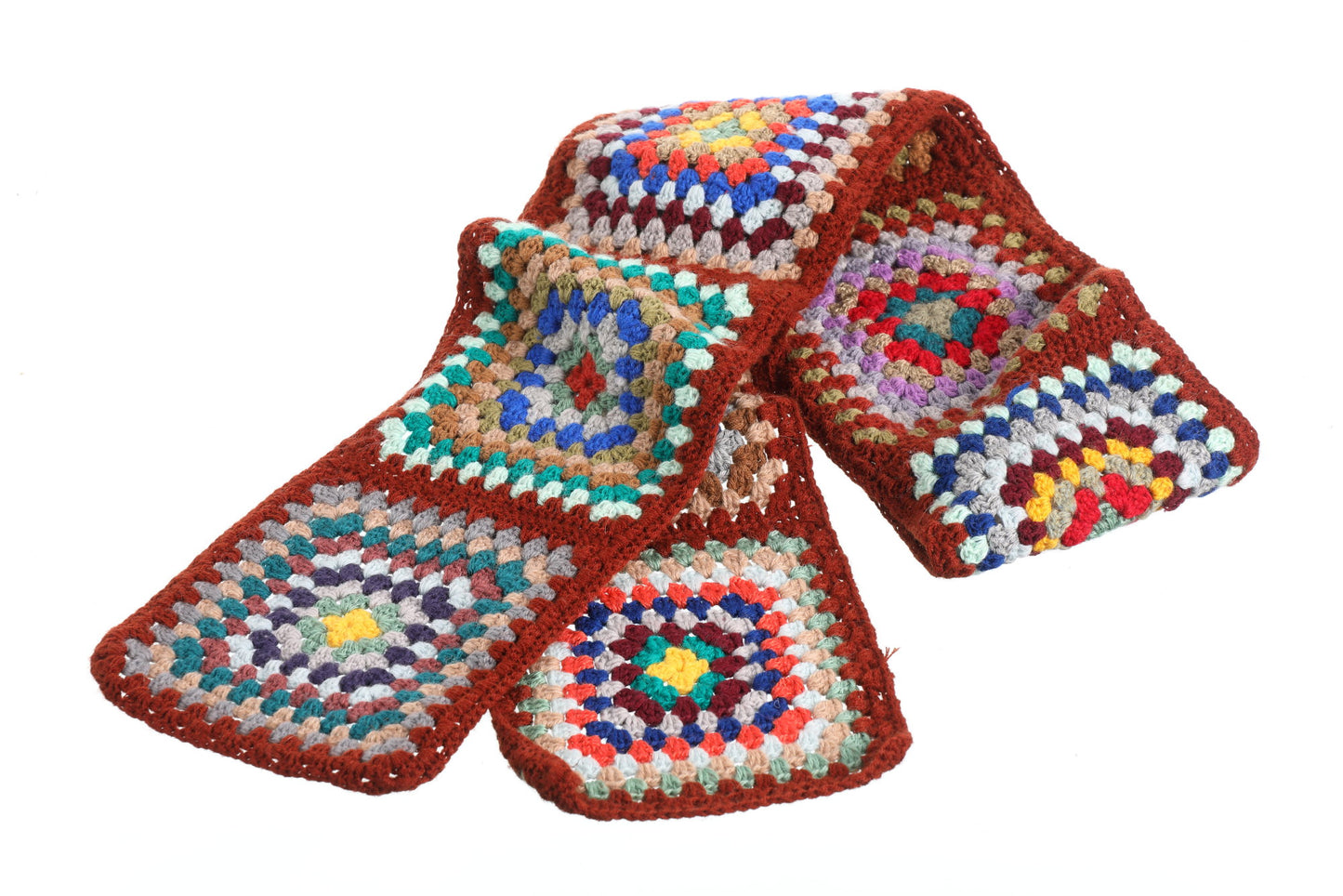 Sciarpa crochet patchwork floreale