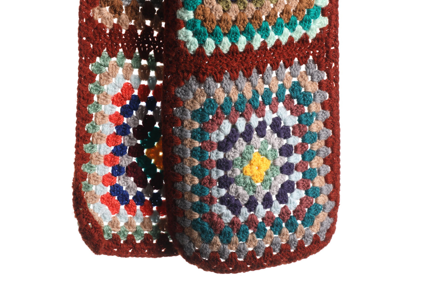 Floral patchwork crochet scarf