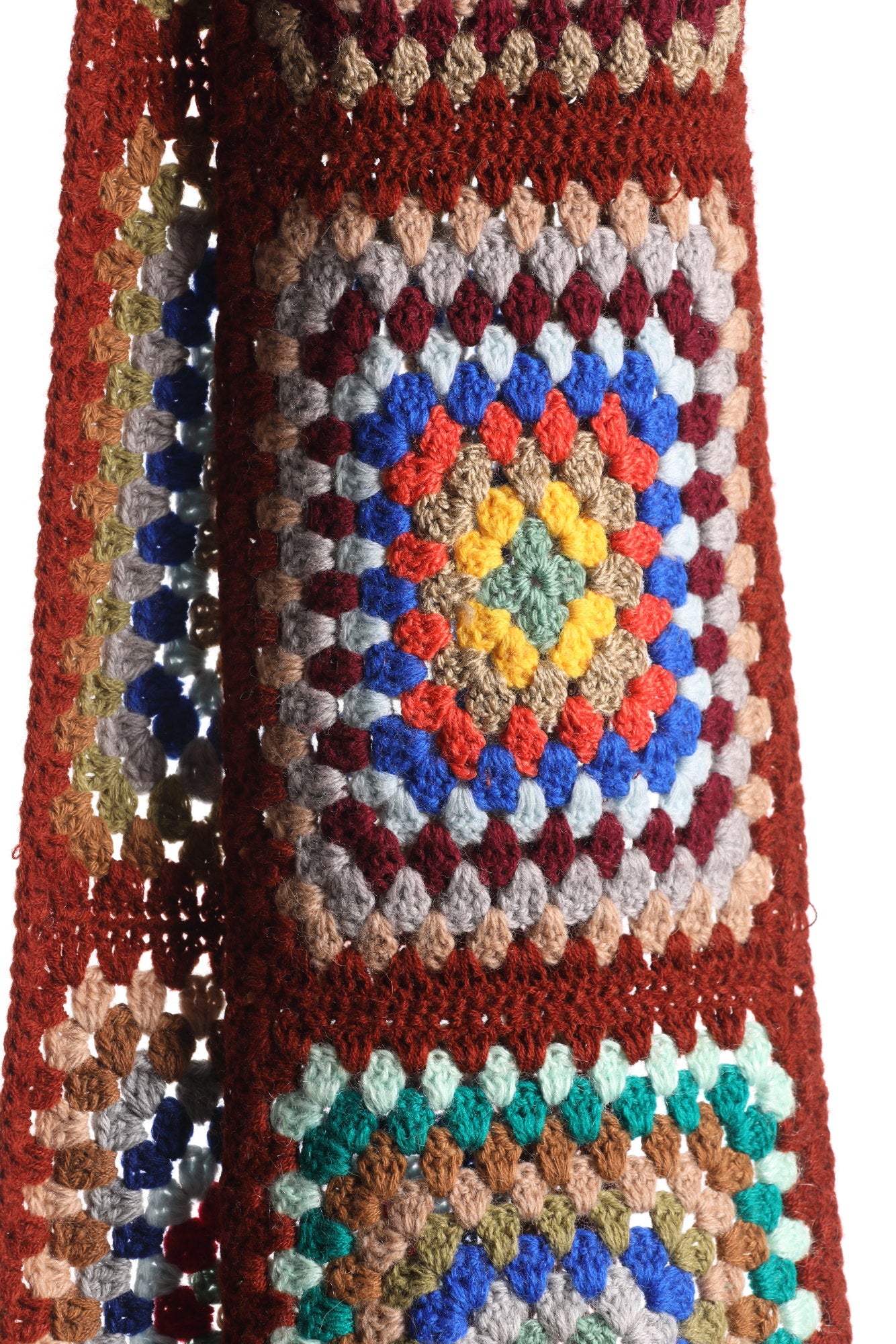 Floral patchwork crochet scarf