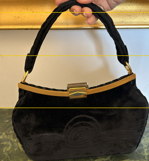 Devore velvet handbag, 1960s golden hardware