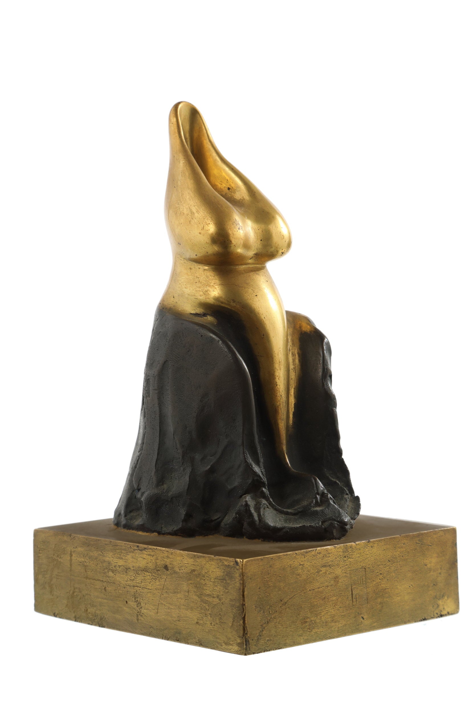 Anthropomorphic sculpture in gilt bronze