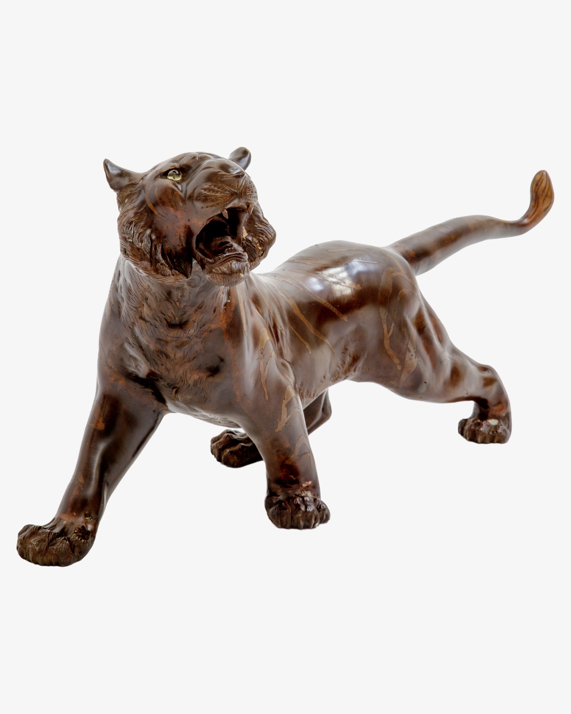Scultura Tigre in bronzo firmata  “Kiyomitsu saku”