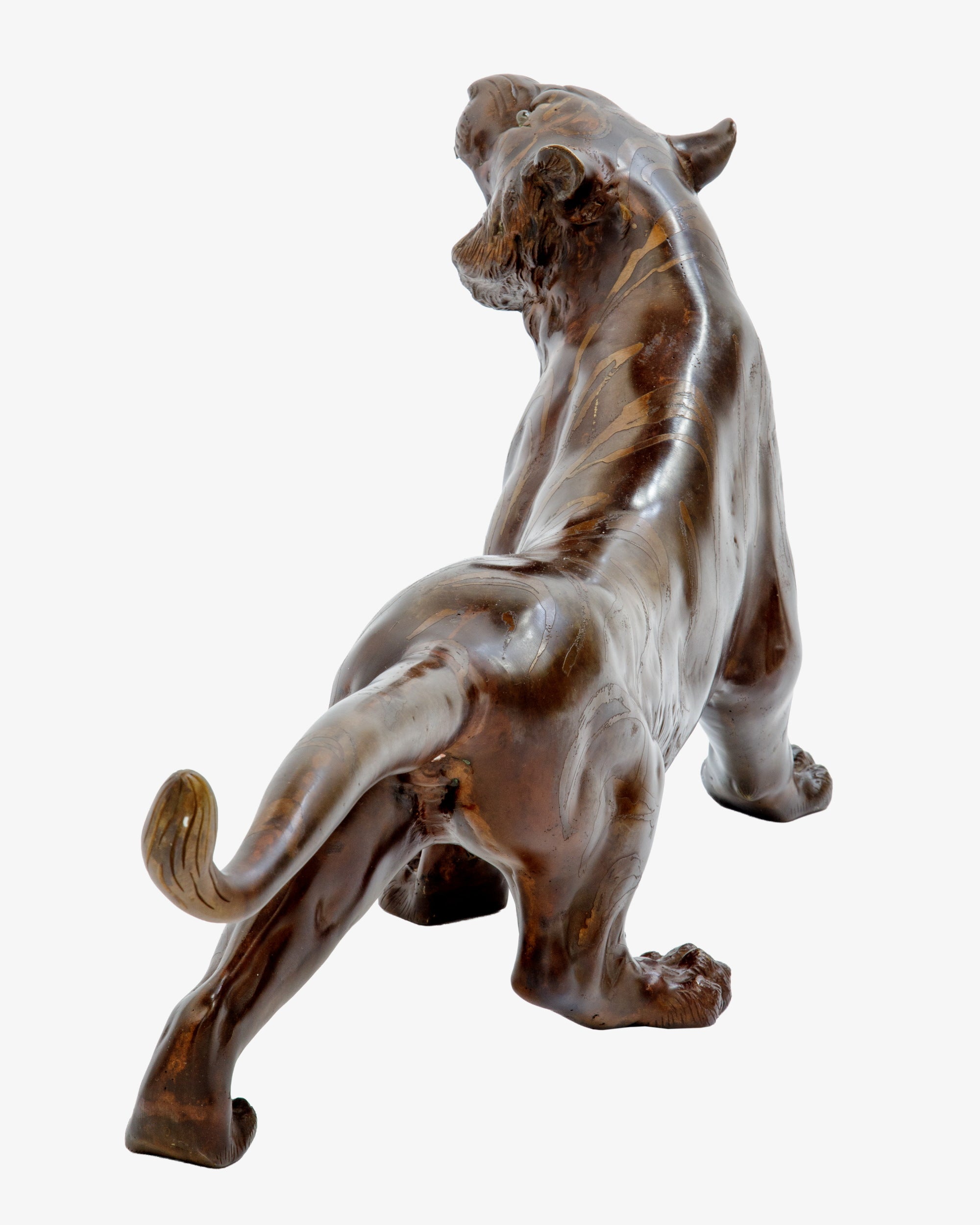 Scultura Tigre in bronzo firmata  “Kiyomitsu saku”