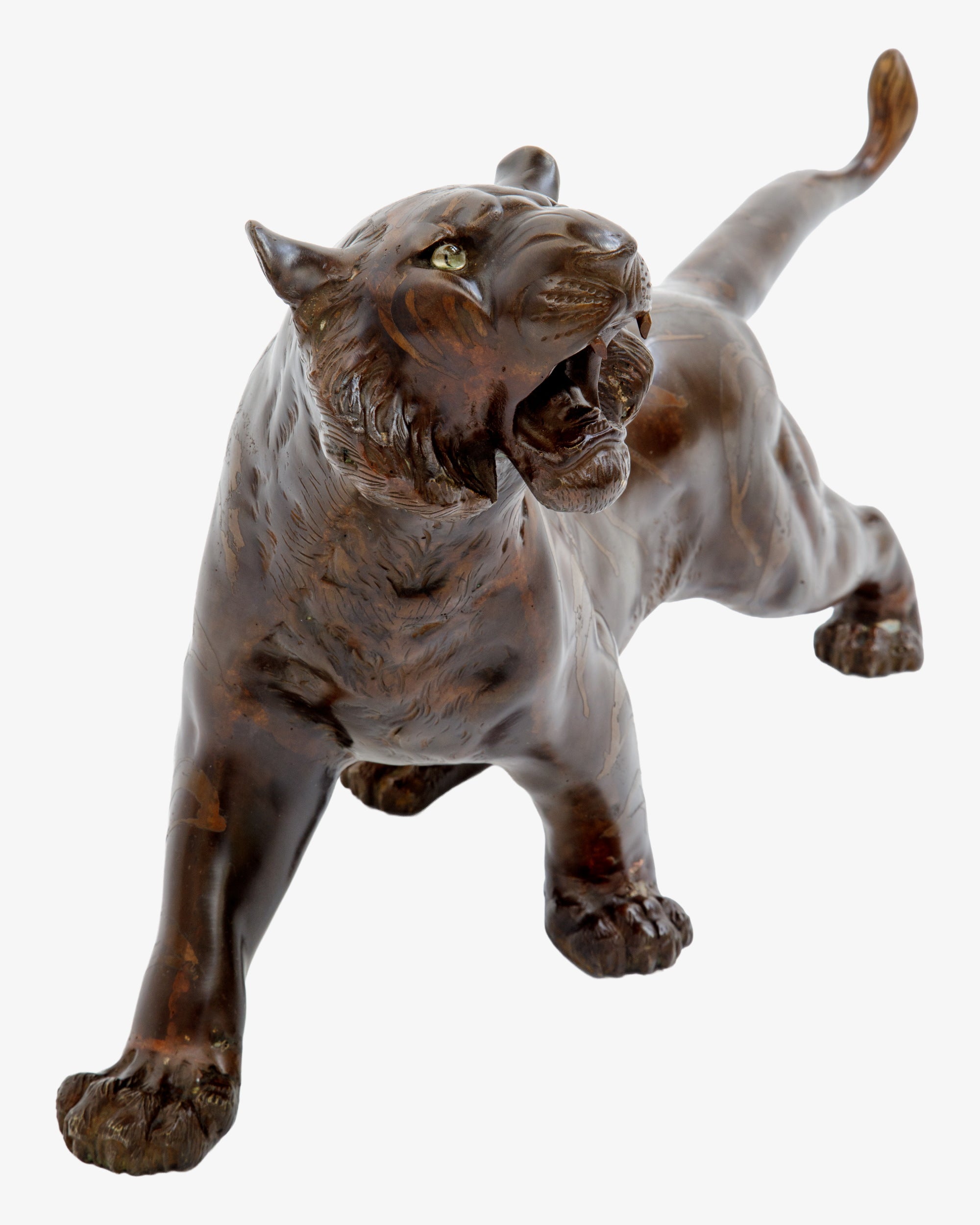 Scultura Tigre in bronzo firmata  “Kiyomitsu saku”