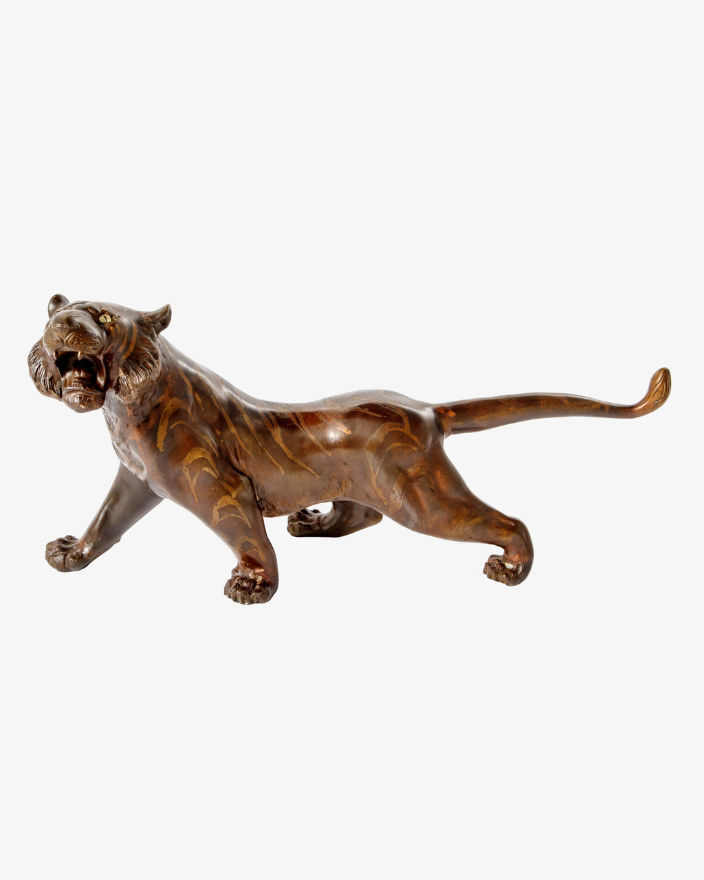 Scultura Tigre in bronzo firmata  “Kiyomitsu saku”