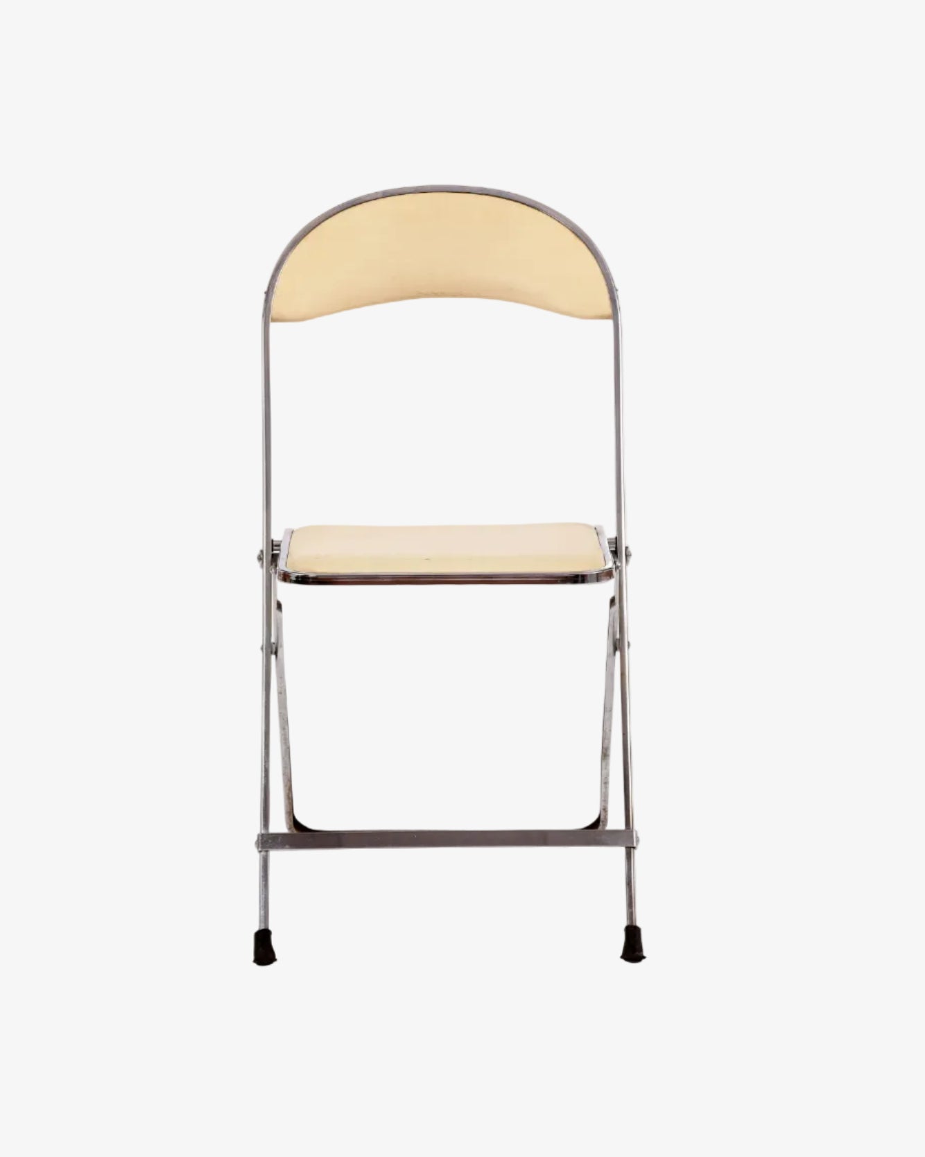 Six 70s steel and leather folding chairs