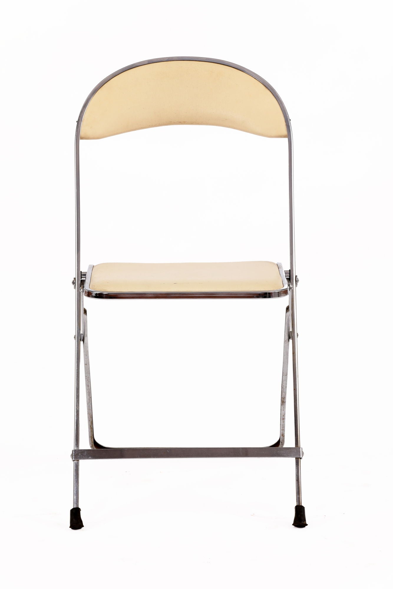 Six 70s steel and leather folding chairs