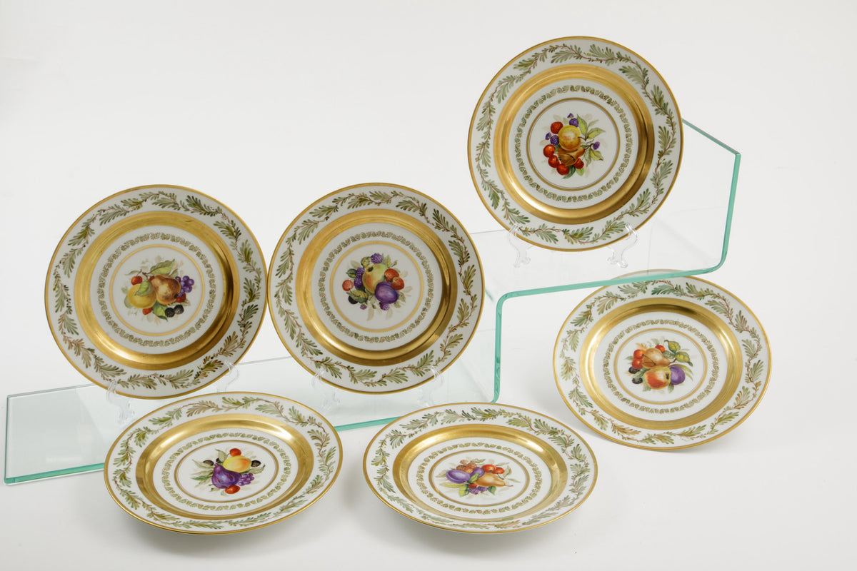 Six 19th-century Sèvres porcelain plates with fruit decoration