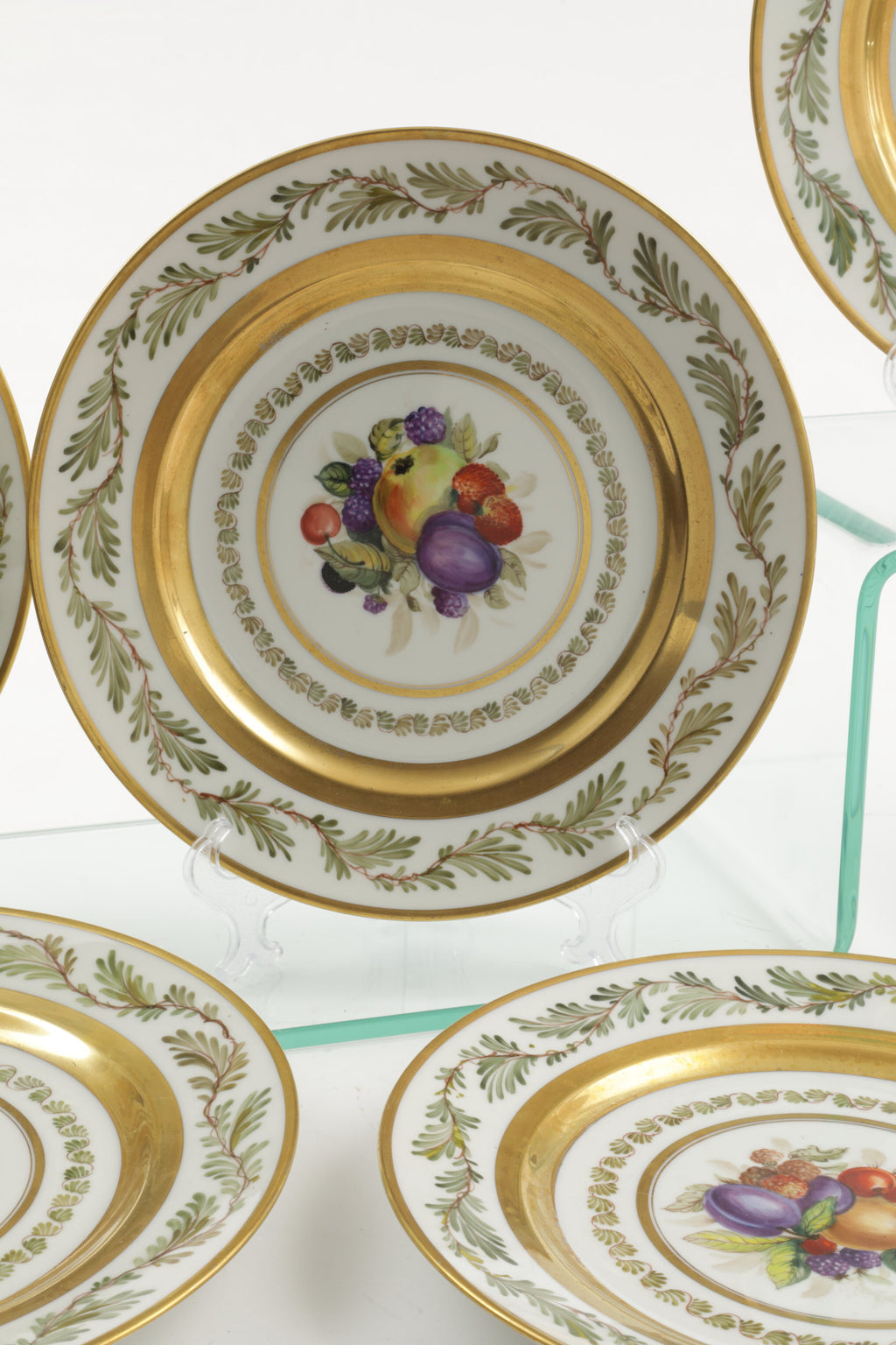 Six 19th-century Sèvres porcelain plates with fruit decoration