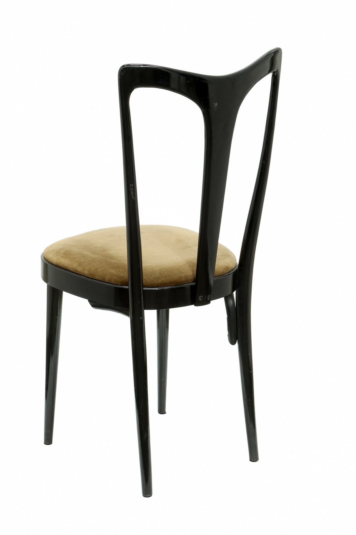 Six 1950s black lacquered chairs