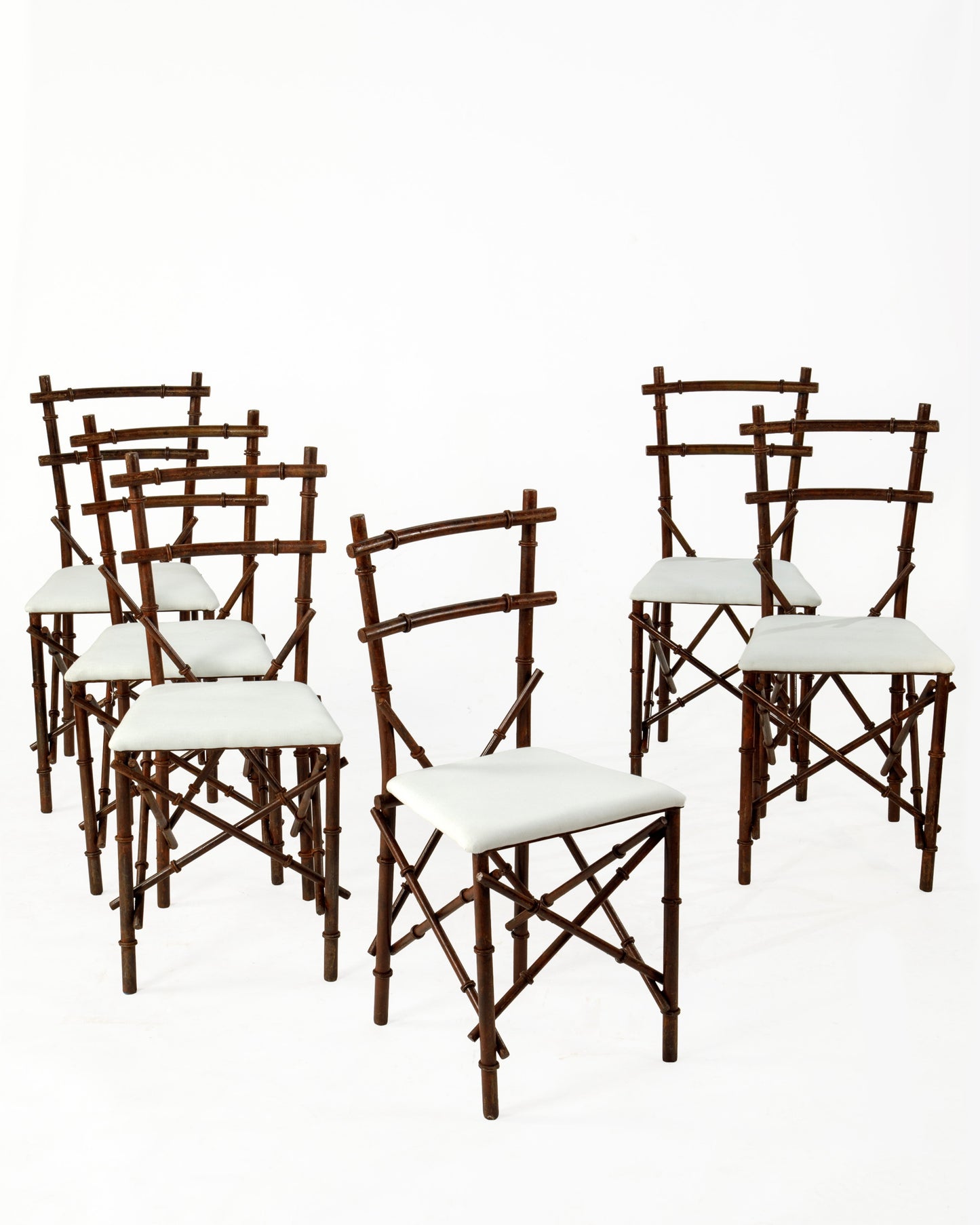 Sei sedie bamboo in ferro anni 70