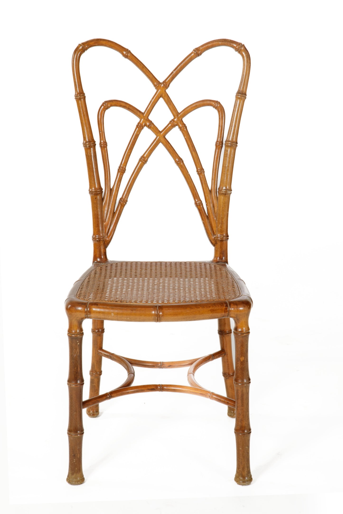 Sei sedie legno decoro bamboo anni 70