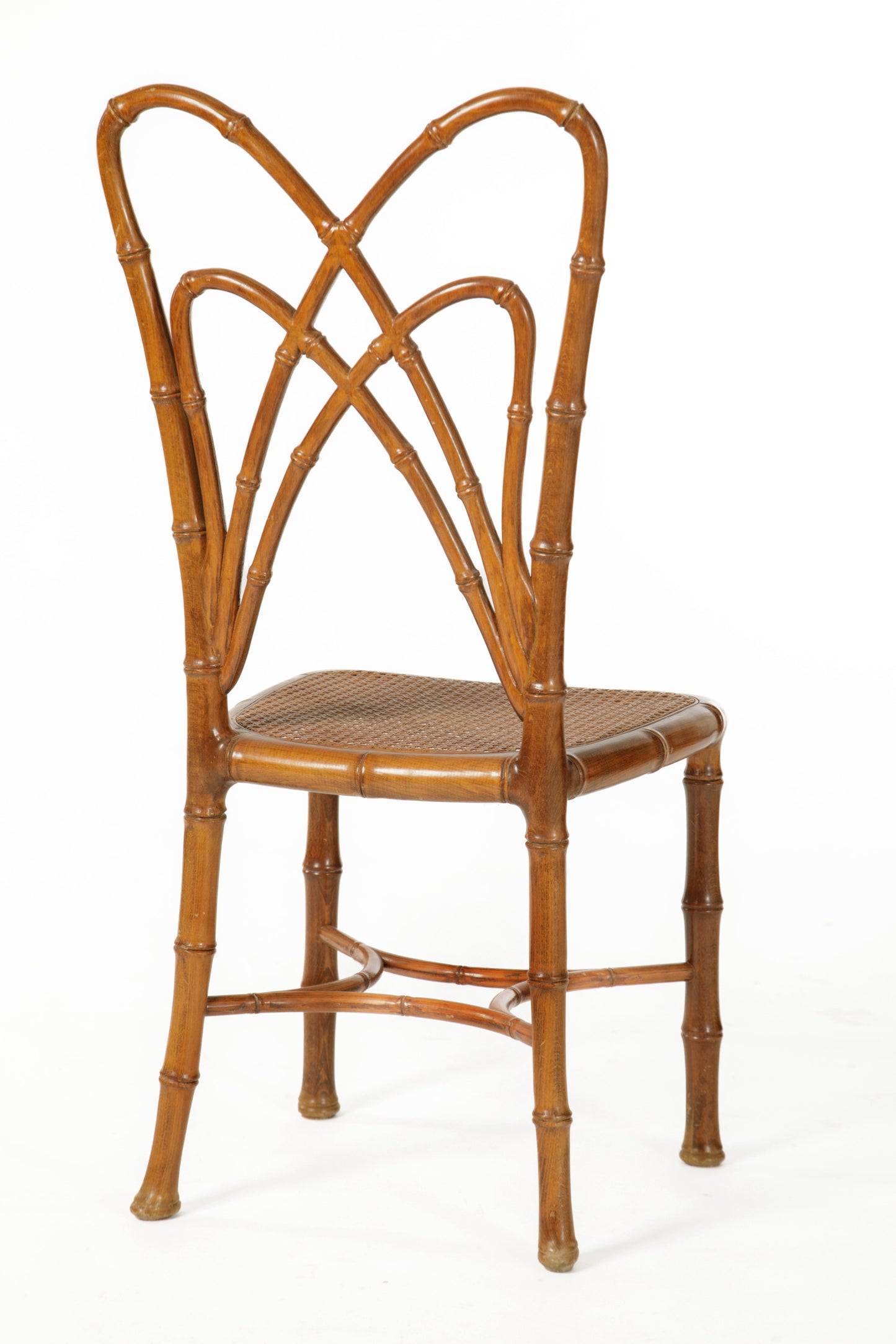 Sei sedie legno decoro bamboo anni 70