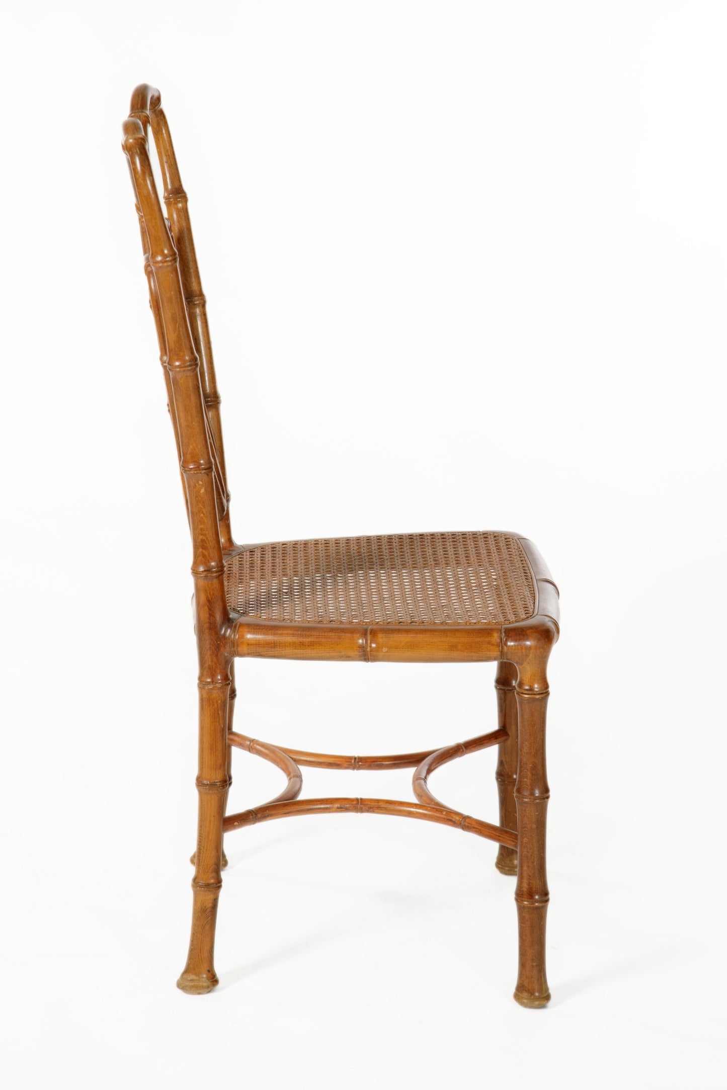 Sei sedie legno decoro bamboo anni 70