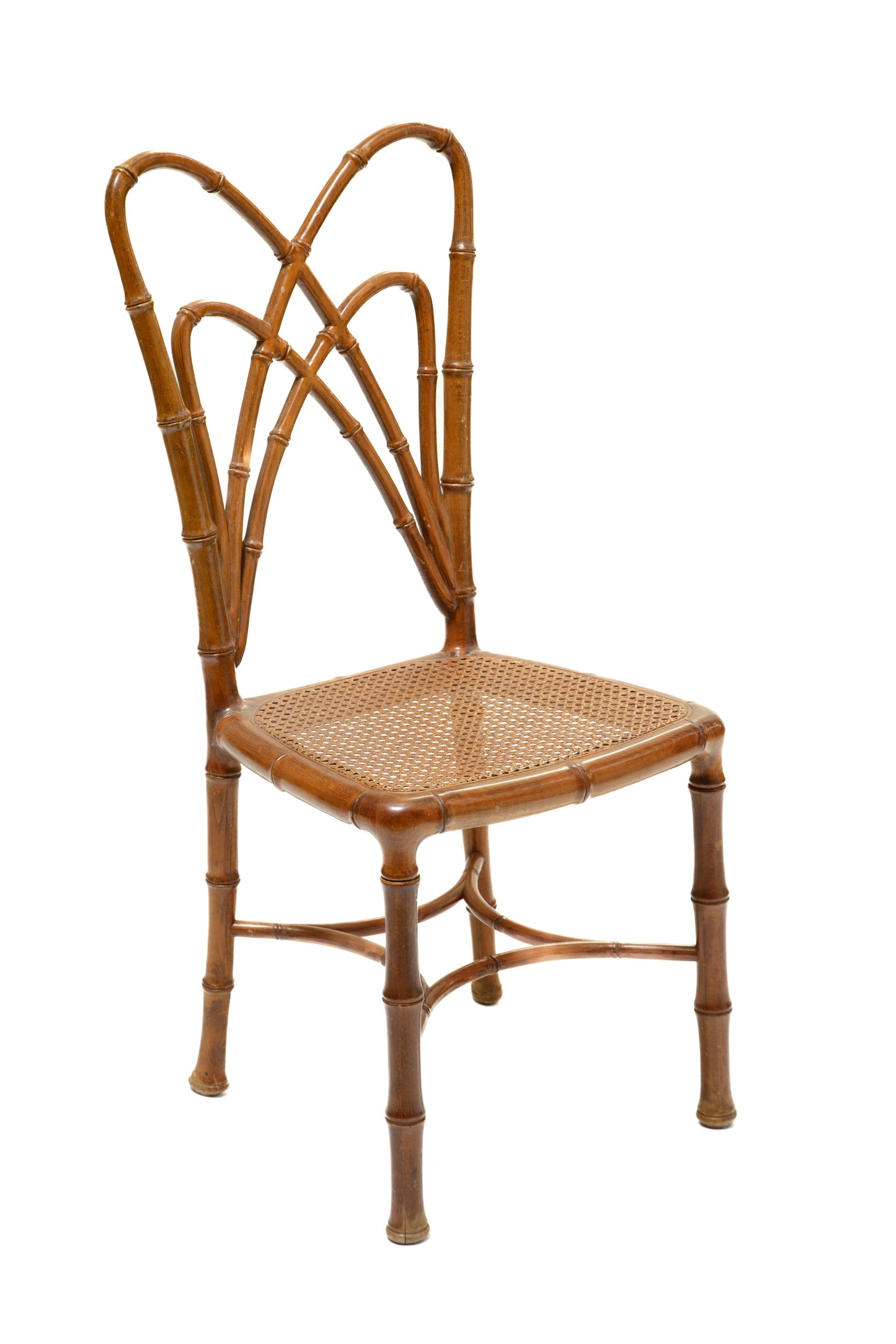 Sei sedie legno decoro bamboo anni 70