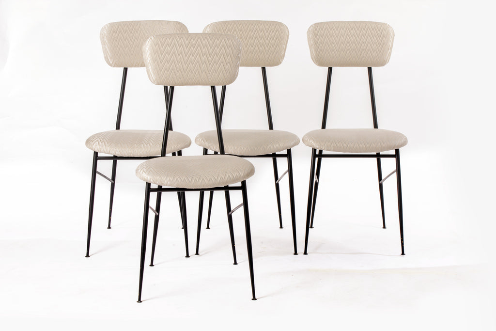 Six ivory herringbone fabric chairs reinterpreted by triplef