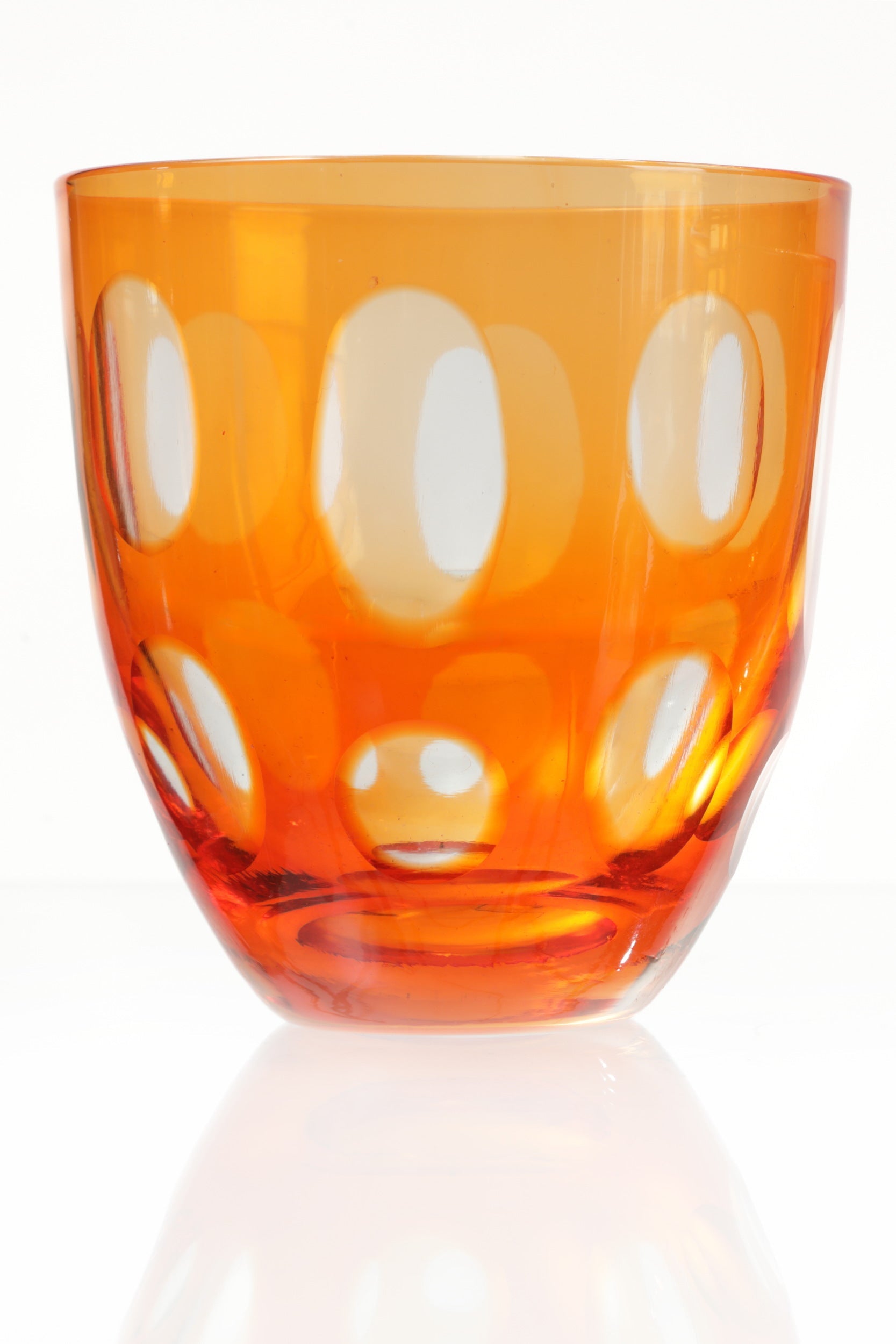 Orange crystal glass set with sphere motif