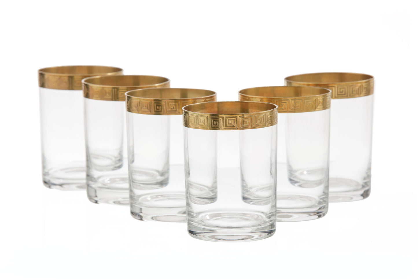 Crystal glass set with gold Greek edge