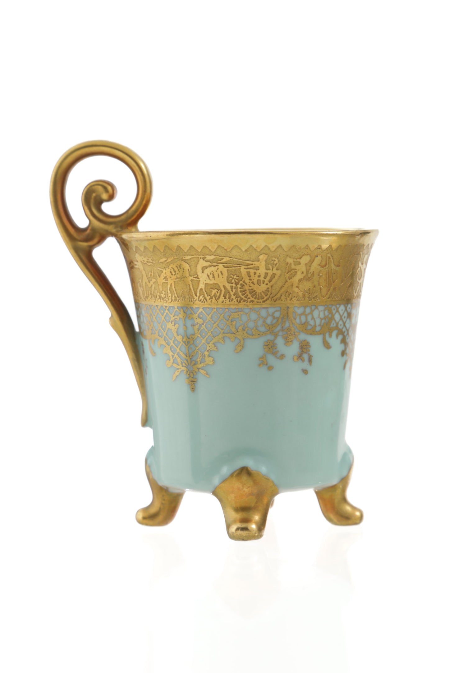 Blue and gold coffee cup service