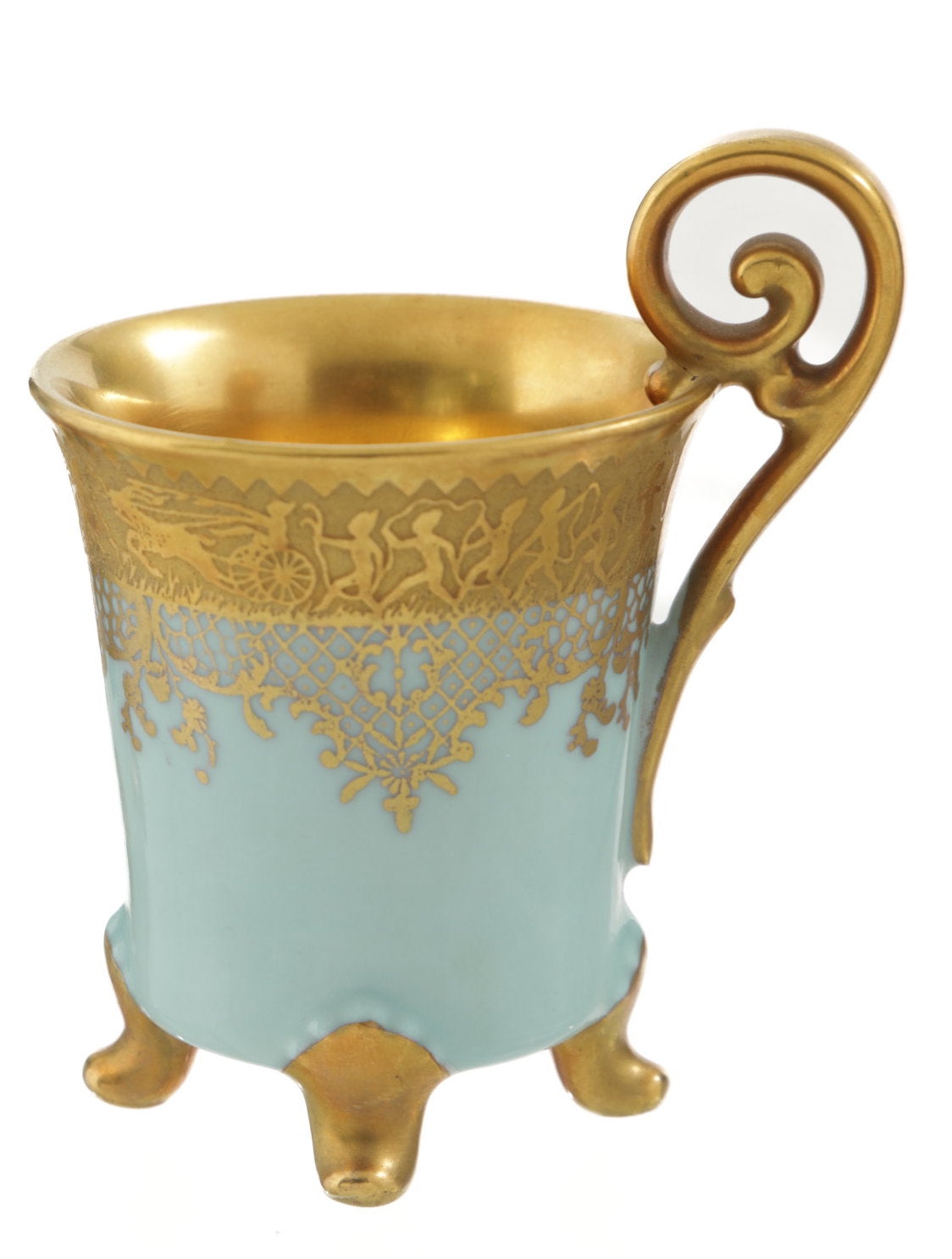 Blue and gold coffee cup service