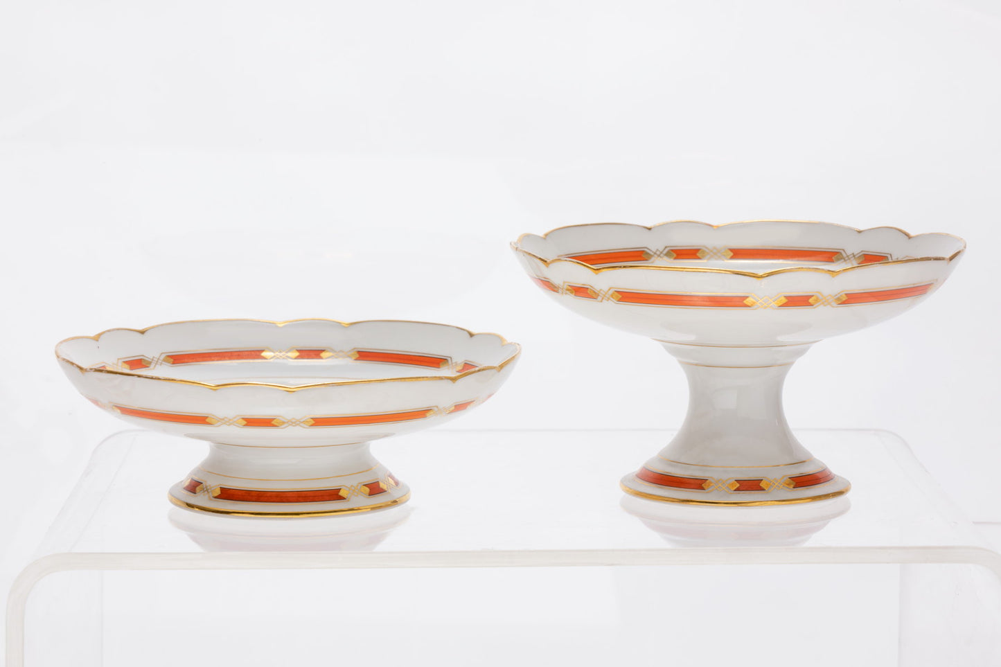 Orange lozenge porcelain serving set