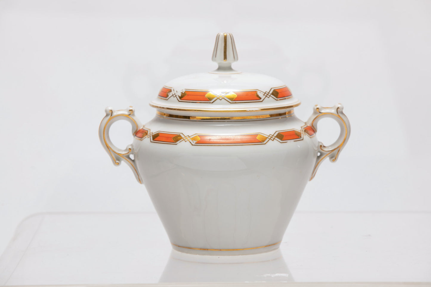 Orange lozenge porcelain serving set