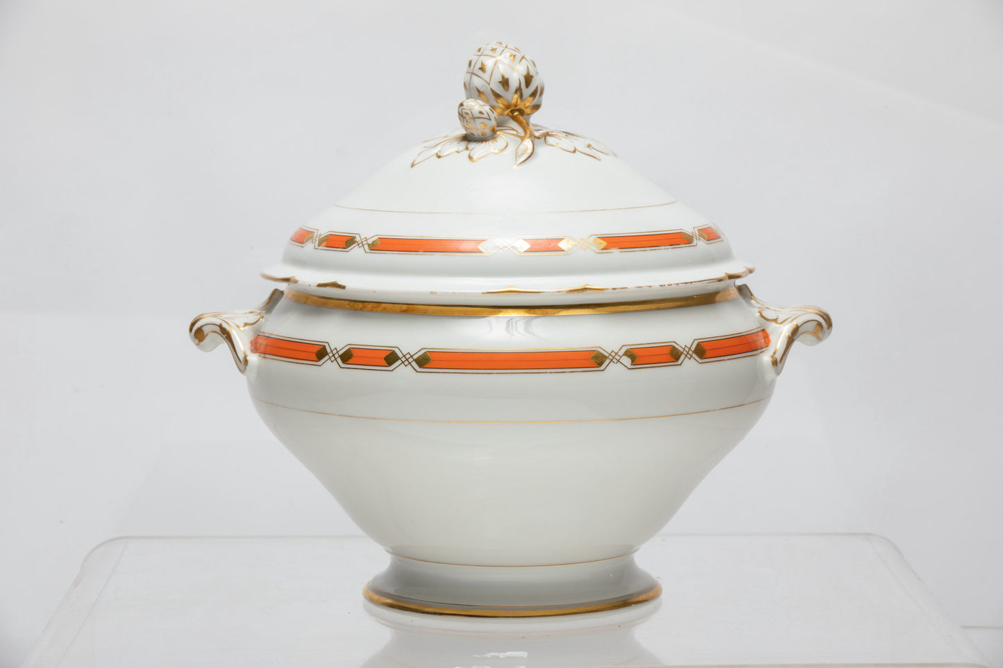 Orange lozenge porcelain serving set