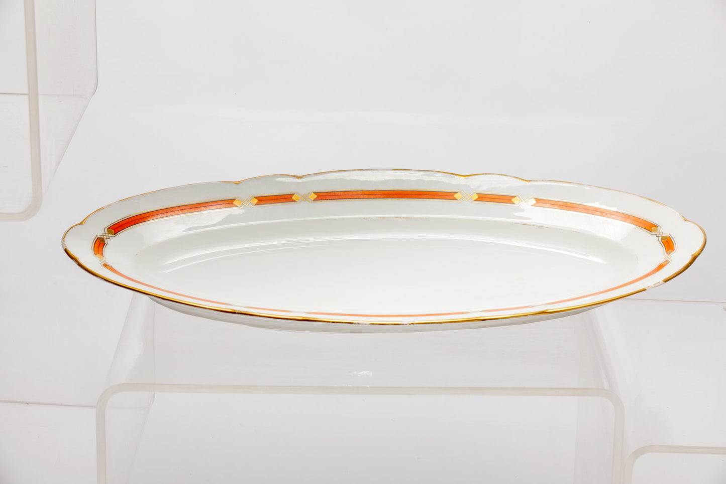 Orange lozenge porcelain serving set