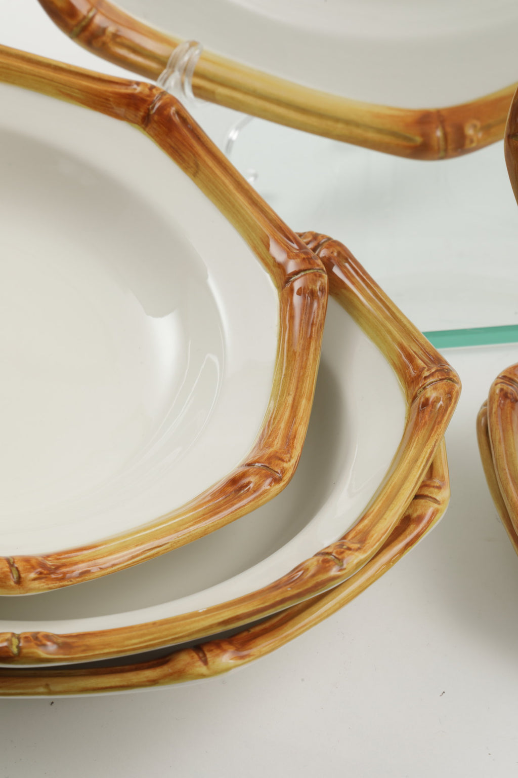 Servizio piatti ceramica Este anni 70 bordo bamboo